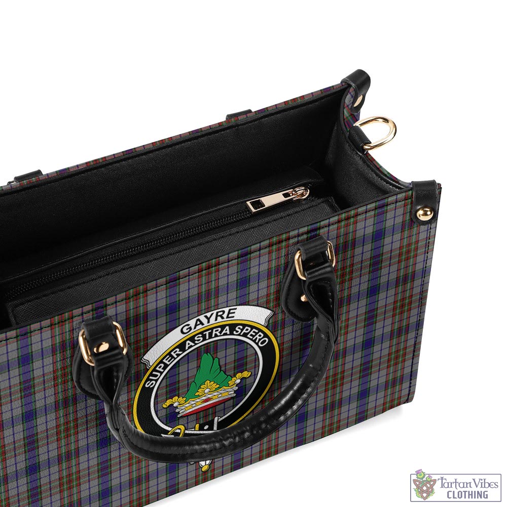 Tartan Vibes Clothing Gayre Hunting Tartan Luxury Leather Handbags with Family Crest