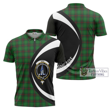 Ged Tartan Zipper Polo Shirt with Family Crest Circle Style