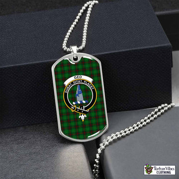 Ged Tartan Dog Tag Necklace with Family Crest