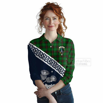 Ged Tartan Women's Casual Shirt Featuring Thistle and Scotland Map