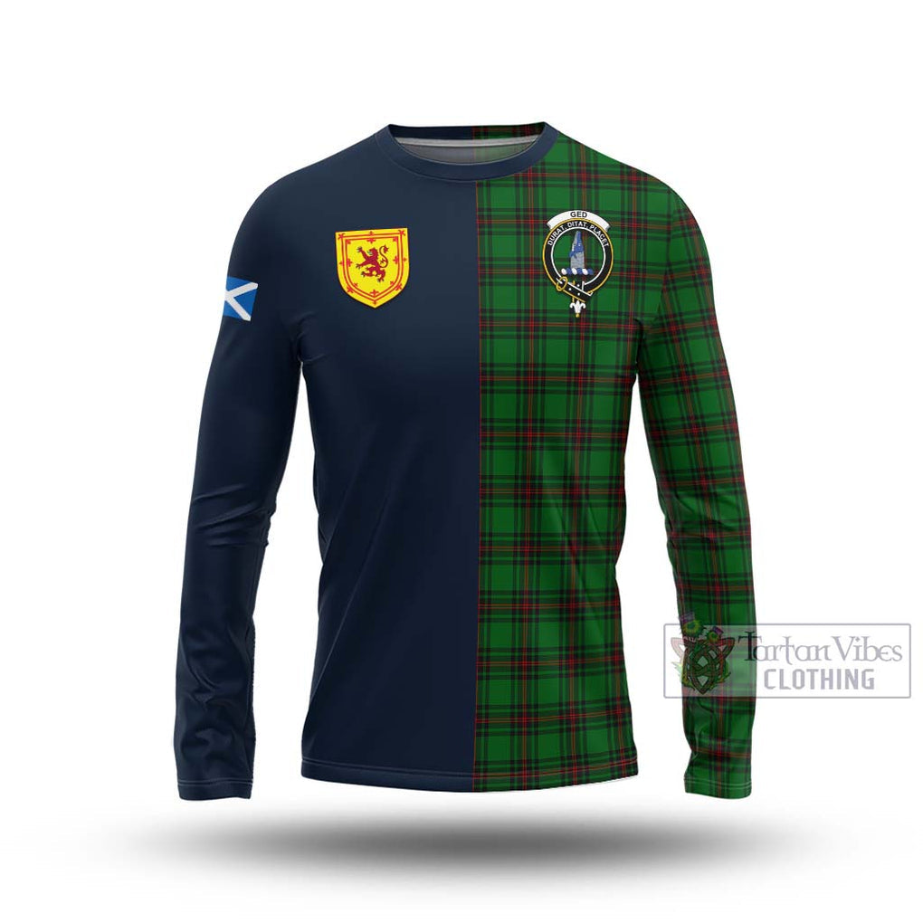 Tartan Vibes Clothing Ged Tartan Long Sleeve T-Shirt with Scottish Lion Royal Arm Half Style