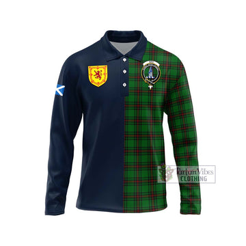 Ged Tartan Long Sleeve Polo Shirt Alba with Scottish Lion Royal Arm Half Style