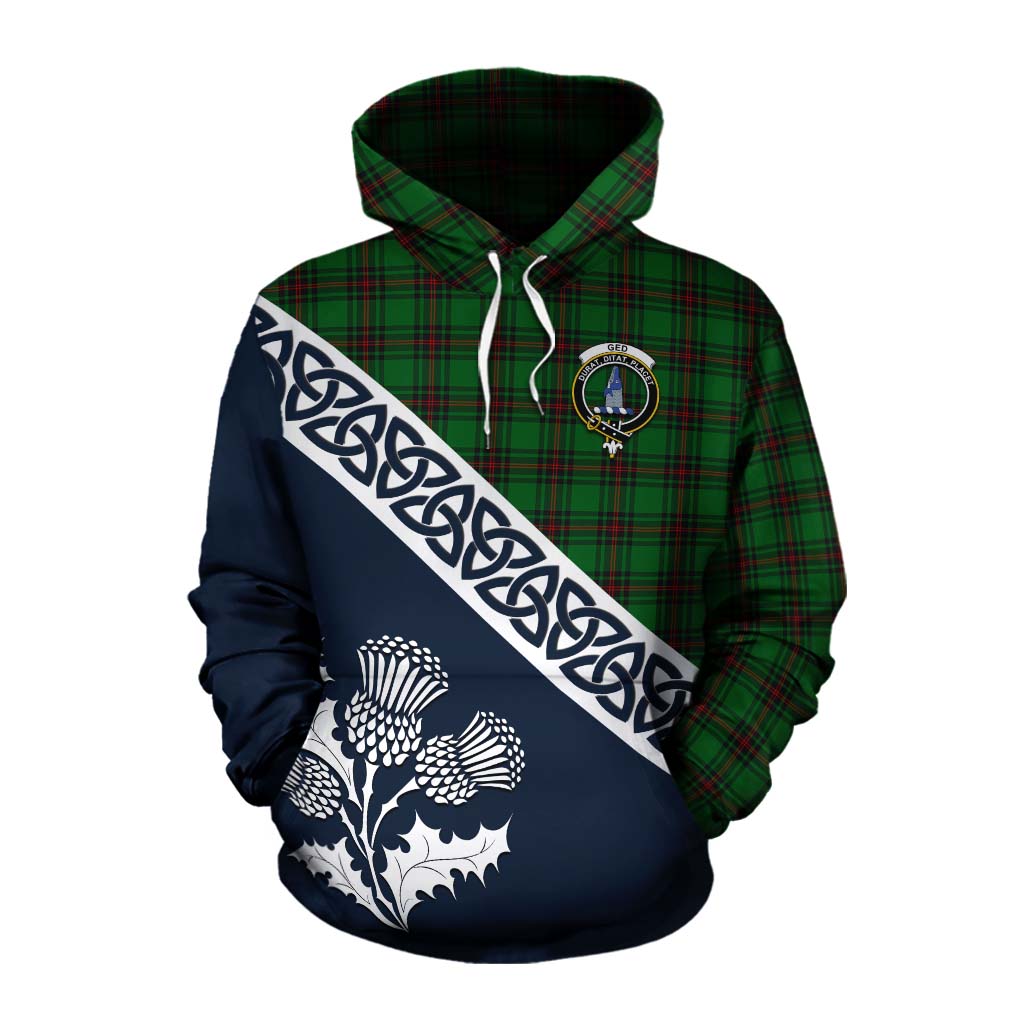 Ged Tartan Cotton Hoodie Featuring Thistle and Scotland Map Pullover Hoodie XS - Tartan Vibes Clothing