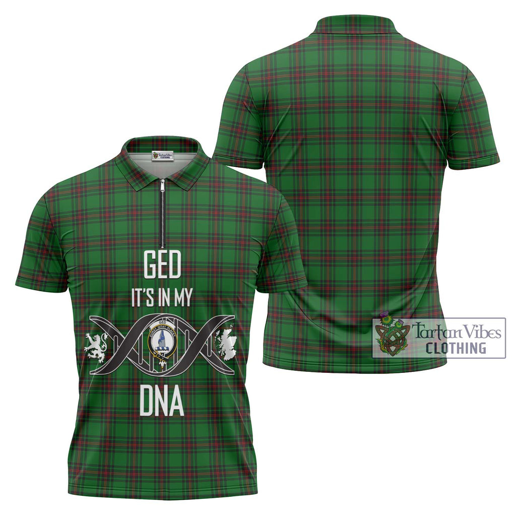 Ged Tartan Zipper Polo Shirt with Family Crest DNA In Me Style Unisex - Tartanvibesclothing Shop