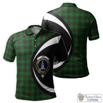 Ged Tartan Men's Polo Shirt with Family Crest Circle Style