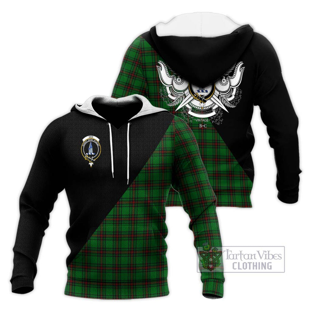 Ged Tartan Knitted Hoodie with Family Crest and Military Logo Style Unisex Knitted Pullover Hoodie - Tartanvibesclothing Shop