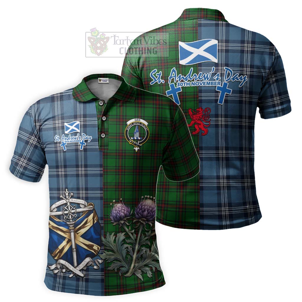 Tartan Vibes Clothing Ged Tartan Polo Shirt Happy St. Andrew's Day Half Tartan Style