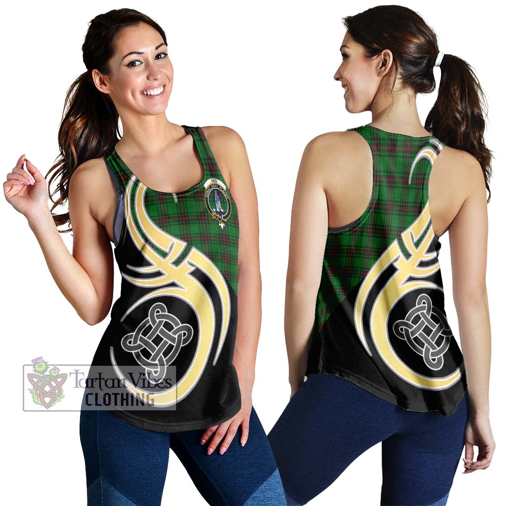 Ged Tartan Women's Racerback Tanks with Family Crest and Celtic Symbol Style 4XL - Tartan Vibes Clothing