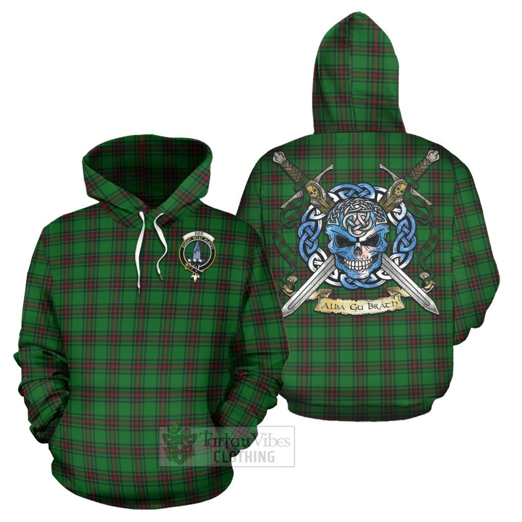 Tartan Vibes Clothing Ged Tartan Hoodie with Family Crest Celtic Skull Style