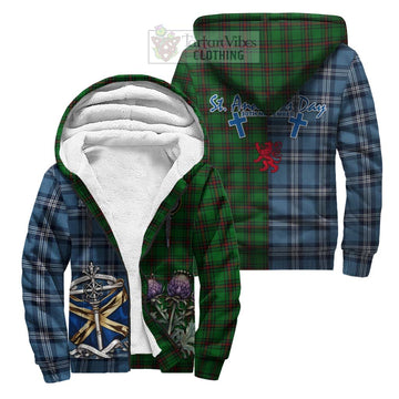 Ged Tartan Sherpa Hoodie Happy St. Andrew's Day Half Tartan Style Unisex S - Tartan Vibes Clothing