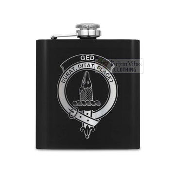 Ged Crest Hip Flask Set 7oz Black Stainless Steel with A Gift Box