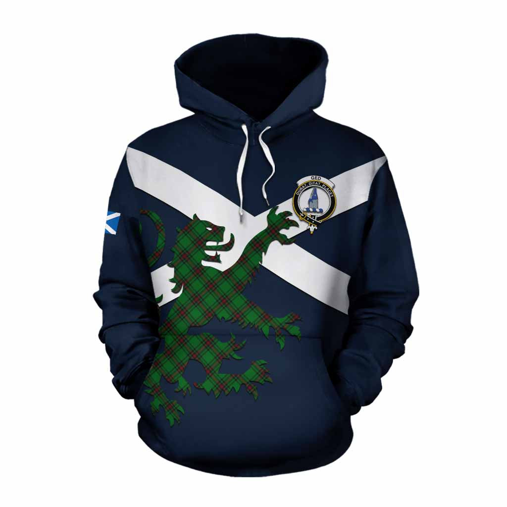 Tartan Vibes Clothing Ged Tartan Lion Rampant Cotton Hoodie Proudly Display Your Heritage with Alba Gu Brath and Clan Name