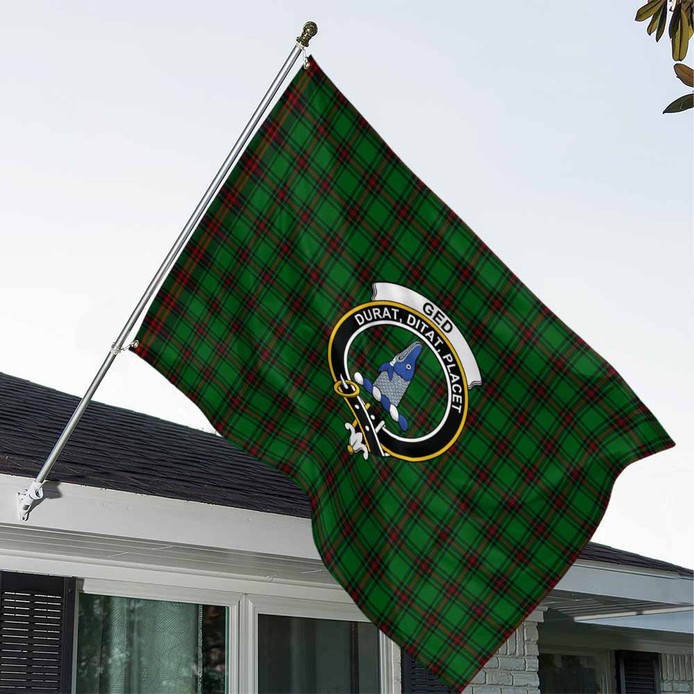 Tartan Vibes Clothing Ged Tartan House Flag with Family Crest