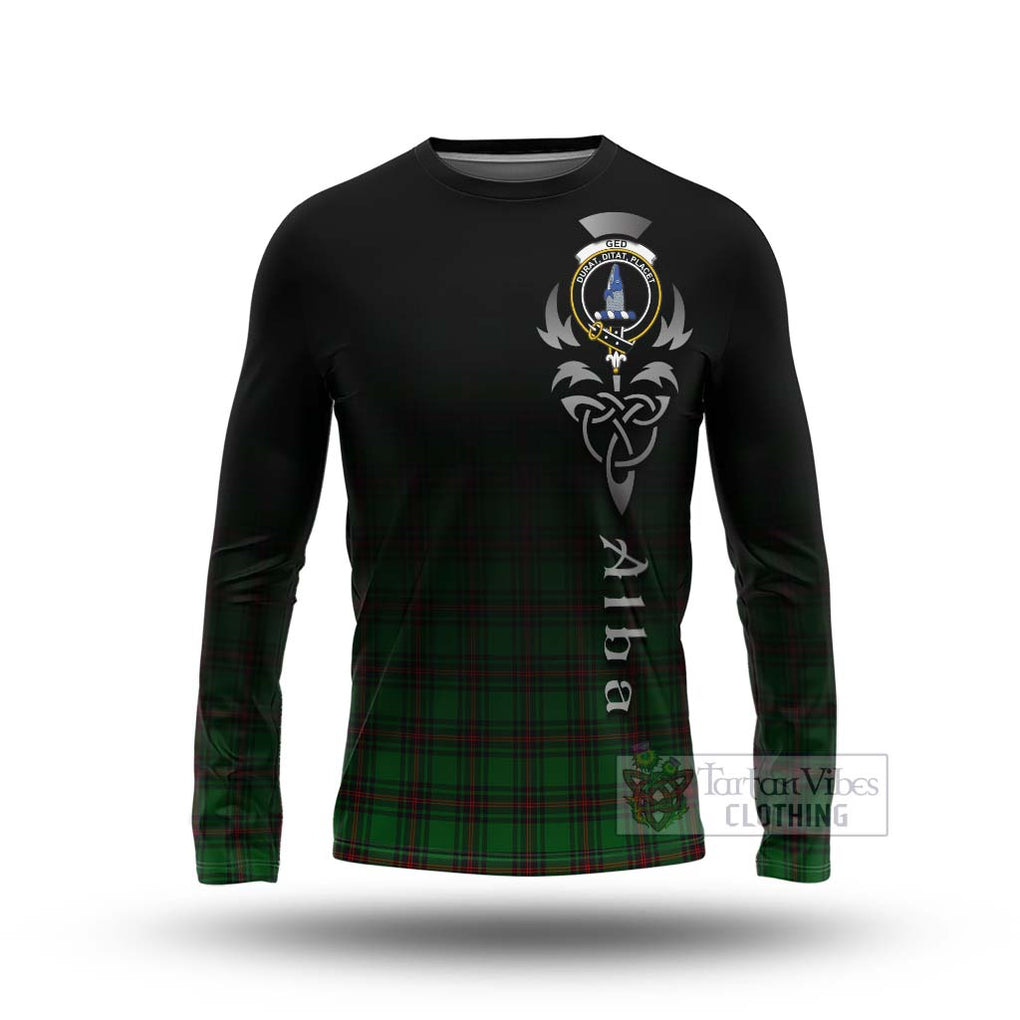 Tartan Vibes Clothing Ged Tartan Long Sleeve T-Shirt Featuring Alba Gu Brath Family Crest Celtic Inspired