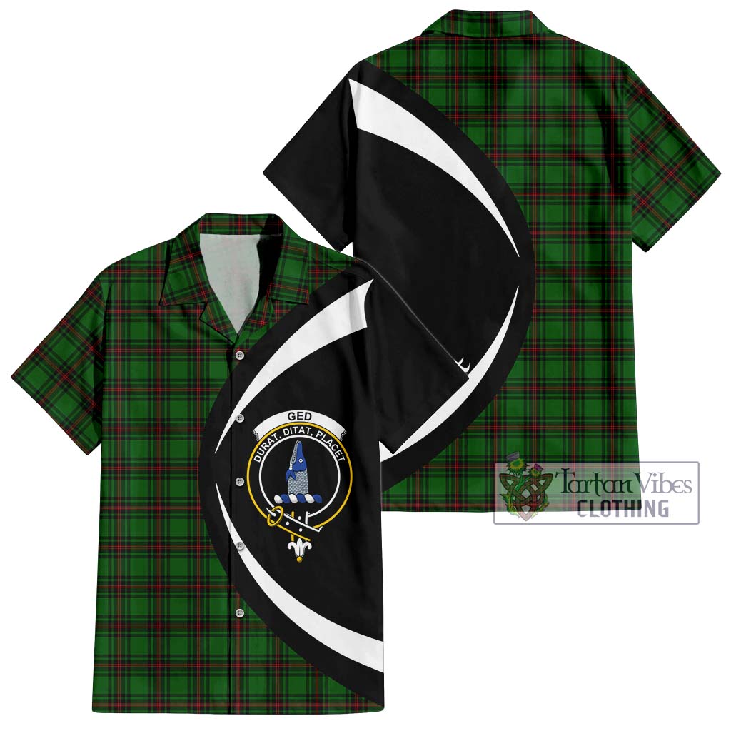 Ged Tartan Short Sleeve Button Up with Family Crest Circle Style Kid - Tartan Vibes Clothing