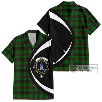 Ged Tartan Short Sleeve Button Up with Family Crest Circle Style