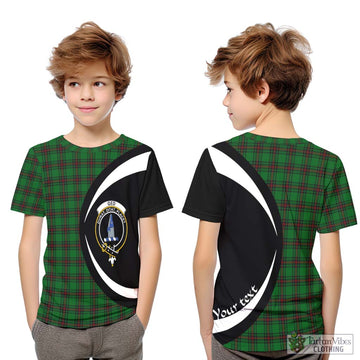 Ged Tartan Kid T-Shirt with Family Crest Circle Style