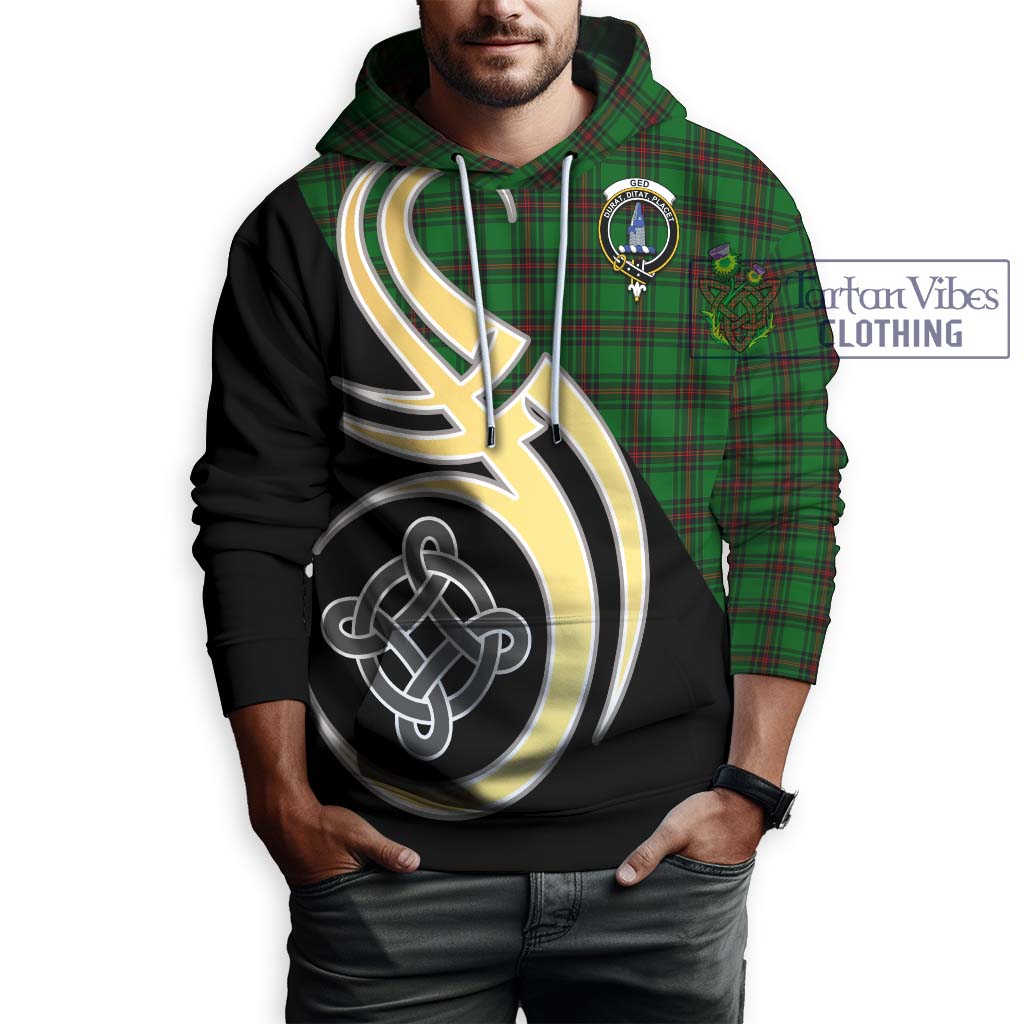 Ged Tartan Hoodie with Family Crest and Celtic Symbol Style Zip Hoodie - Tartan Vibes Clothing