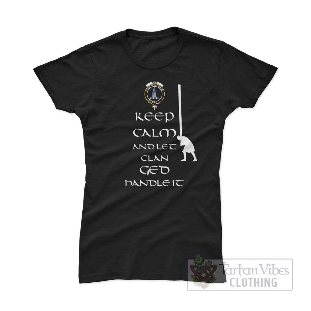 Ged Clan Women's T-Shirt: Keep Calm and Let the Clan Handle It Caber Toss Highland Games Style Pink Azalea - 2D-tartanvibesclothing