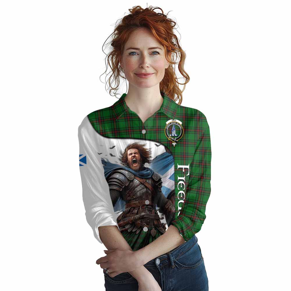 Tartan Vibes Clothing Ged Crest Tartan Women's Casual Shirt Inspired by the Freedom of Scottish Warrior