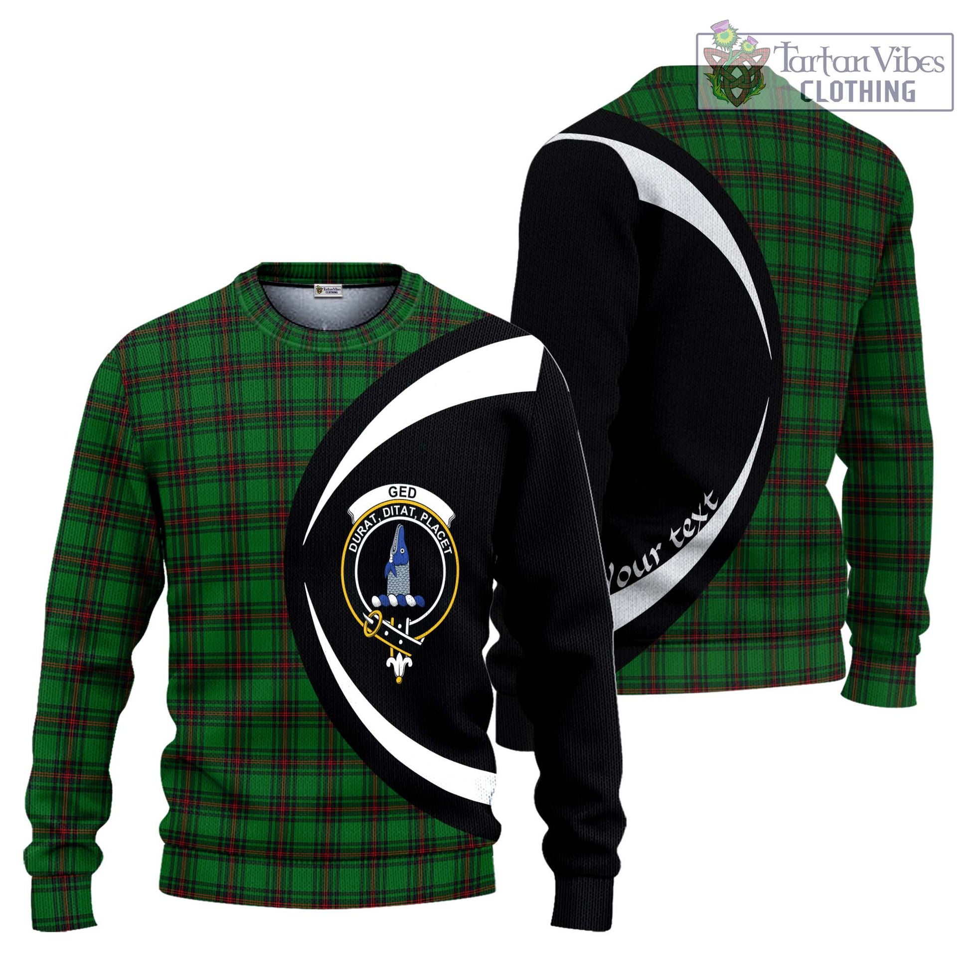 Ged Tartan Ugly Sweater with Family Crest Circle Style Unisex - Tartan Vibes Clothing