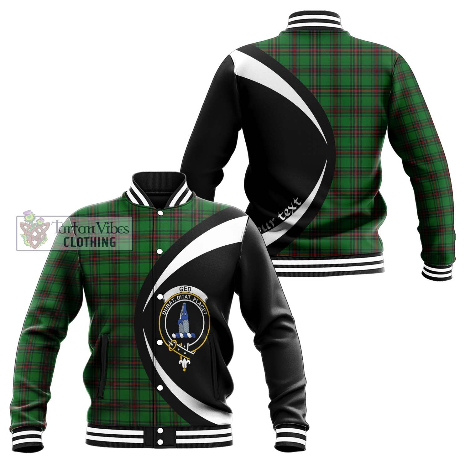 Ged Tartan Baseball Jacket with Family Crest Circle Style Unisex - Tartan Vibes Clothing