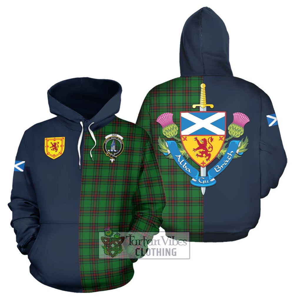 Tartan Vibes Clothing Ged Tartan Hoodie with Scottish Lion Royal Arm Half Style