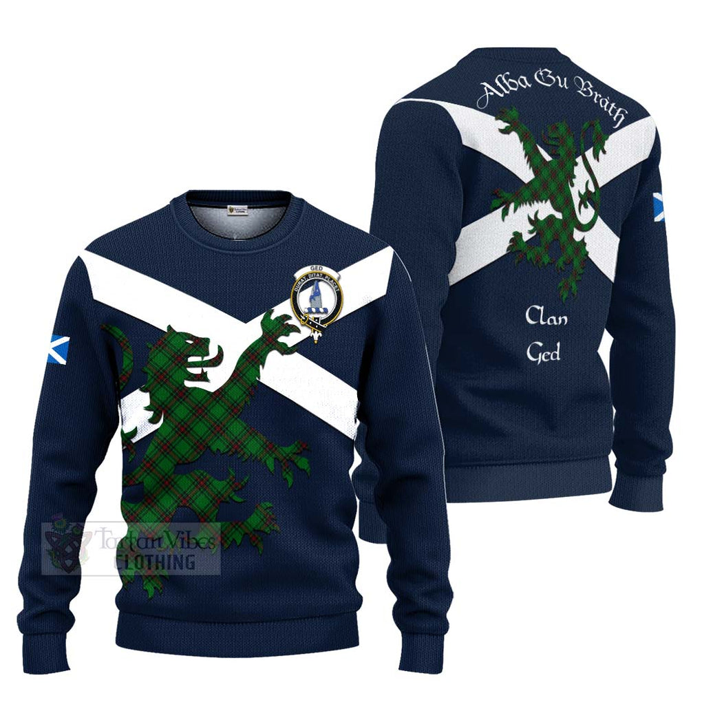 Tartan Vibes Clothing Ged Tartan Lion Rampant Knitted Sweater – Proudly Display Your Heritage with Alba Gu Brath and Clan Name