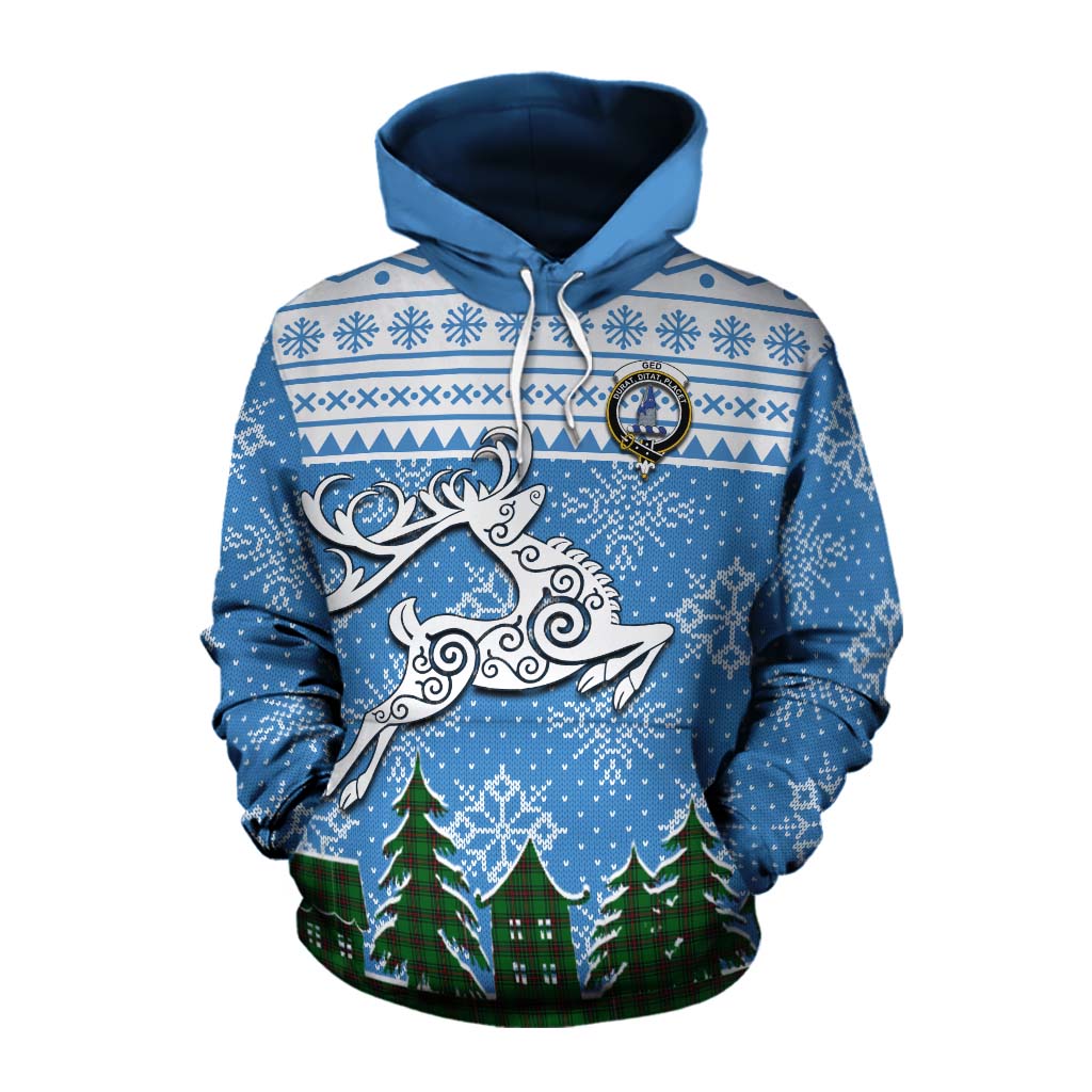 Tartan Vibes Clothing Ged Clan Christmas Cotton Hoodie Celtic Reindeer Style