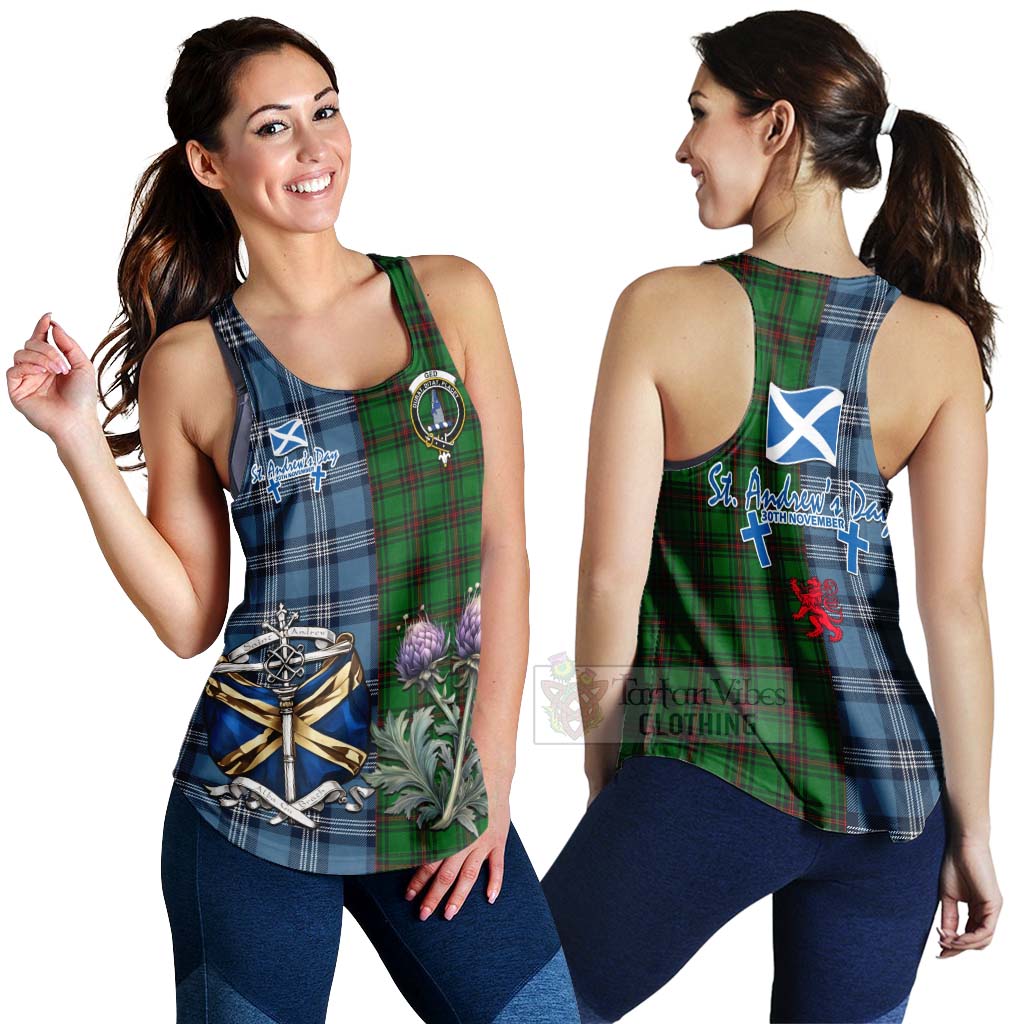 Tartan Vibes Clothing Ged Tartan Women's Racerback Tanks Happy St. Andrew's Day Half Tartan Style