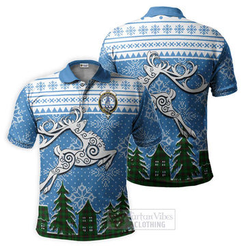 Ged Clan Christmas Polo Shirt Celtic Reindeer Style