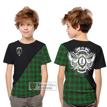 Ged Tartan Kid T-Shirt with Family Crest and Military Logo Style