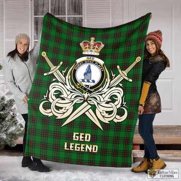 Ged Tartan Blanket with Clan Crest and the Golden Sword of Courageous Legacy