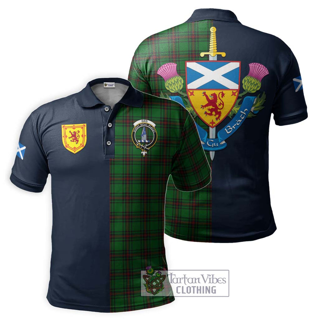 Tartan Vibes Clothing Ged Tartan Polo Shirt with Scottish Lion Royal Arm Half Style