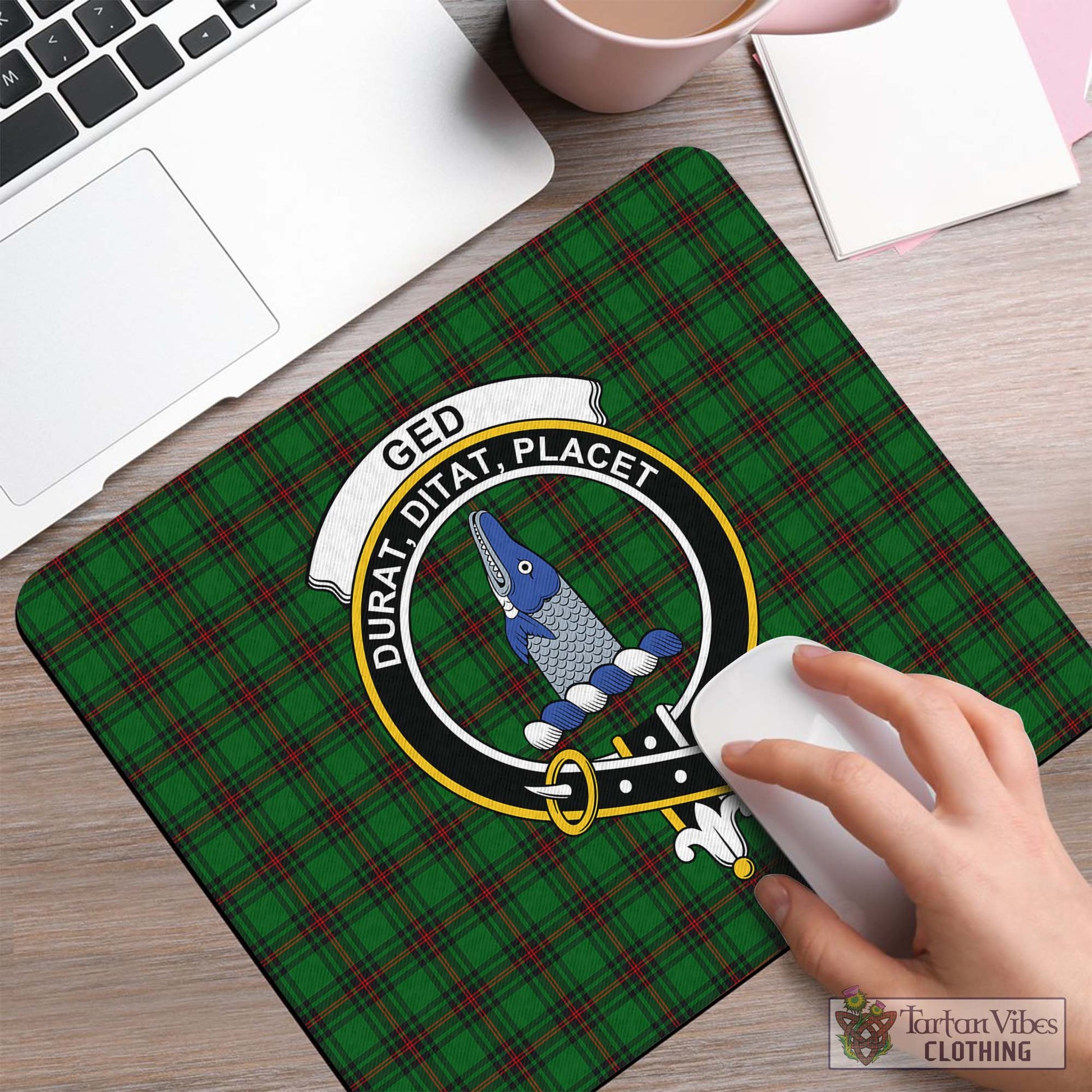 Tartan Vibes Clothing Ged Tartan Mouse Pad with Family Crest