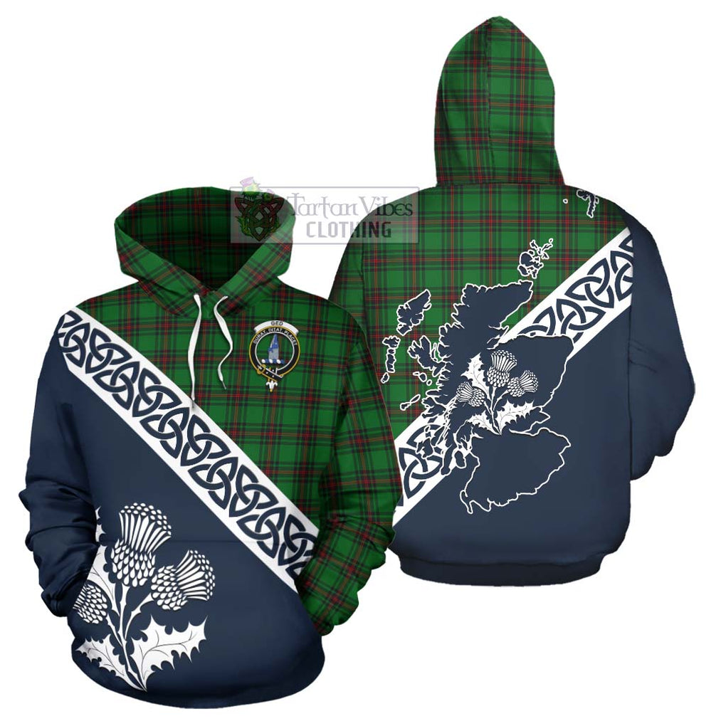 Tartan Vibes Clothing Ged Tartan Hoodie Featuring Thistle and Scotland Map