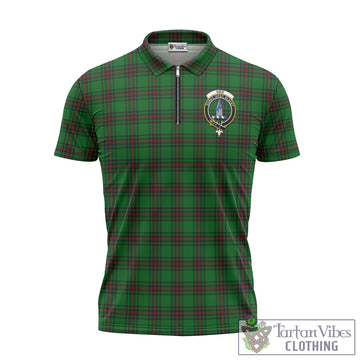 Ged Tartan Zipper Polo Shirt with Family Crest