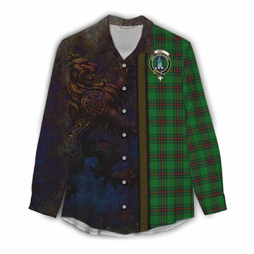 Ged Tartan Family Crest Women's Casual Shirt Alba Gu Brath Be Brave Lion Ancient Style Female - Tartan Vibes Clothing