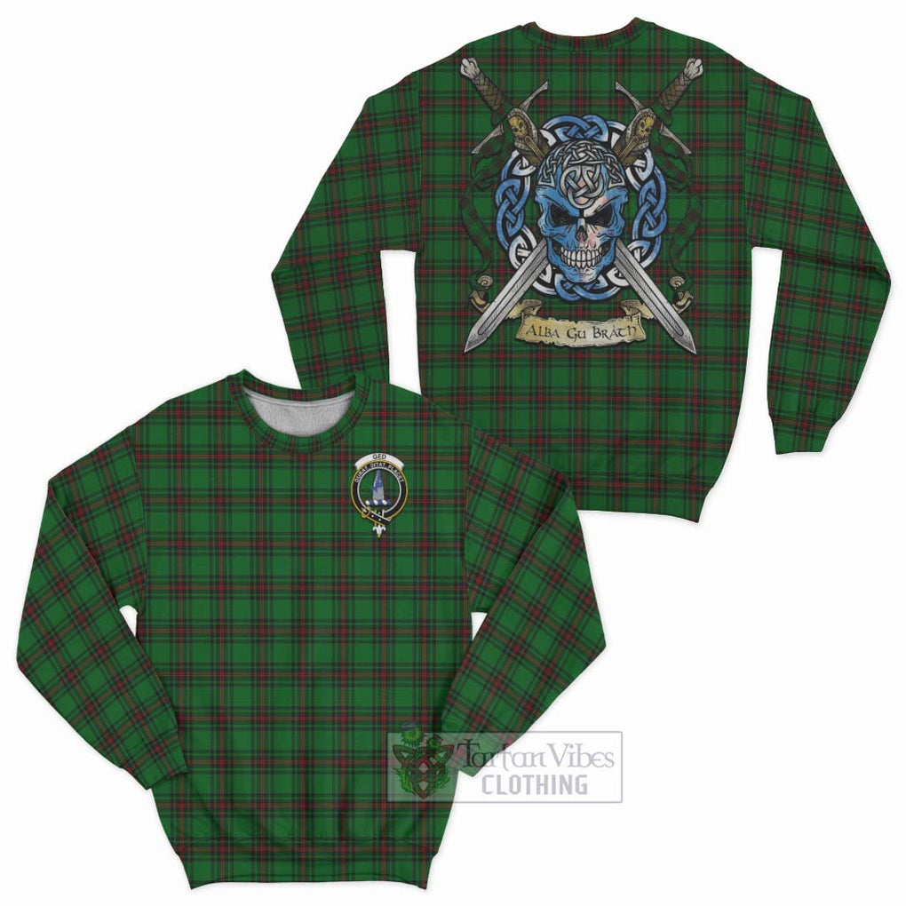 Tartan Vibes Clothing Ged Tartan Sweatshirt with Family Crest Celtic Skull Style