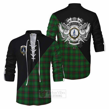 Ged Tartan Ghillie Kilt Shirt with Family Crest and Military Logo Style