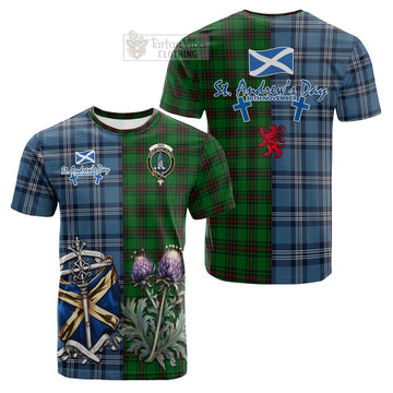 Ged Tartan Cotton T-shirt Happy St. Andrew's Day Half Tartan Style