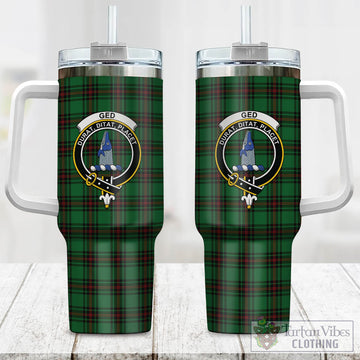 Ged Tartan and Family Crest Tumbler with Handle