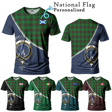 Ged Tartan T-Shirt with Personalised National Flag and Family Crest Half Style