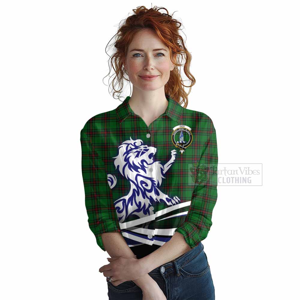 Tartan Vibes Clothing Ged Tartan Women's Casual Shirt with Alba Gu Brath Regal Lion Emblem