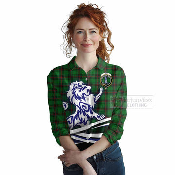 Ged Tartan Women's Casual Shirt with Alba Gu Brath Regal Lion Emblem