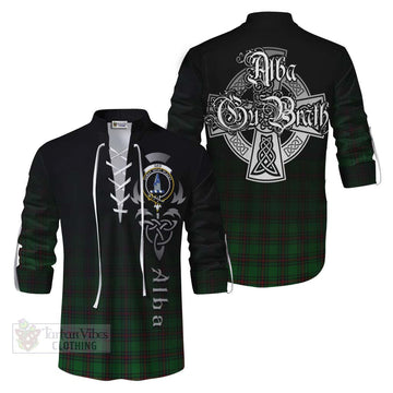 Ged Tartan Ghillie Kilt Shirt Featuring Alba Gu Brath Family Crest Celtic Inspired