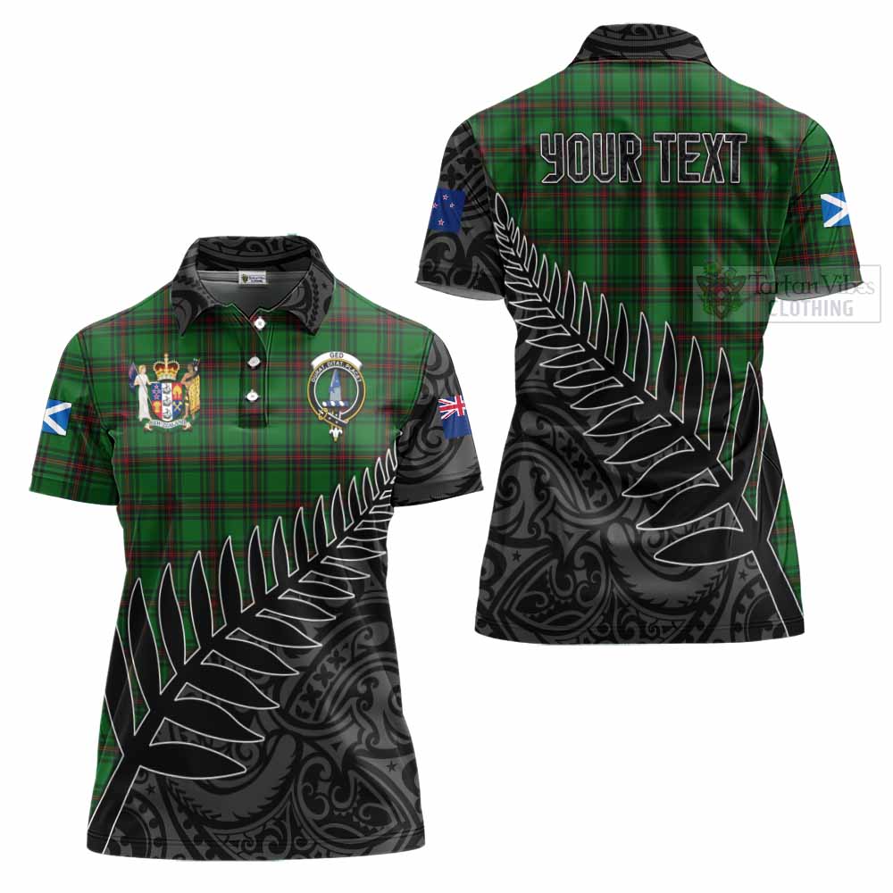 Tartan Vibes Clothing Ged Crest Tartan Women's Polo Shirt with New Zealand Silver Fern Half Style