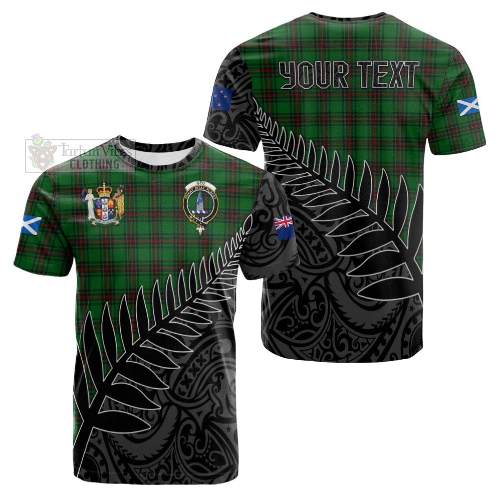 Tartan Vibes Clothing Ged Crest Tartan Cotton T-shirt with New Zealand Silver Fern Half Style