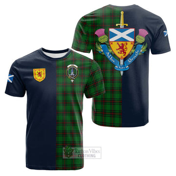 Ged Tartan Cotton T-shirt Alba with Scottish Lion Royal Arm Half Style