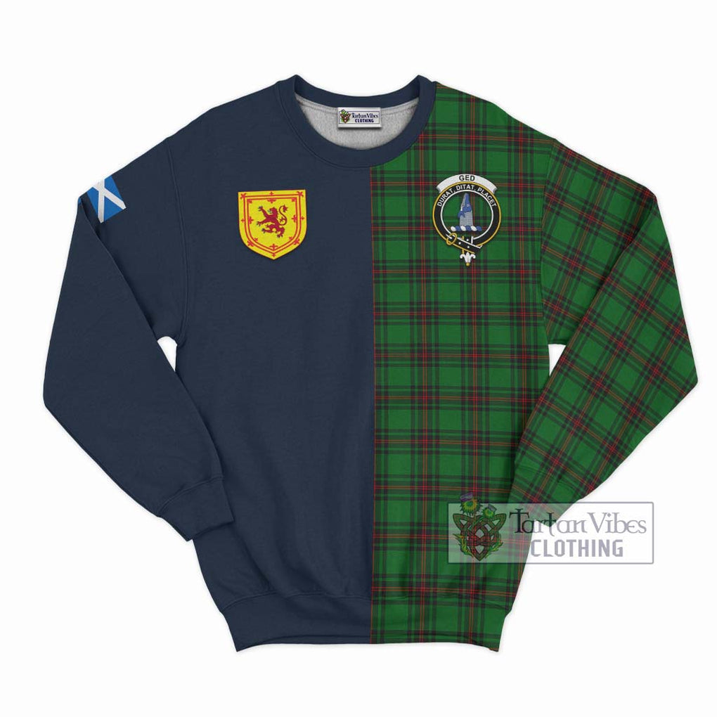 Ged Tartan Sweatshirt Alba with Scottish Lion Royal Arm Half Style Unisex - Tartan Vibes Clothing